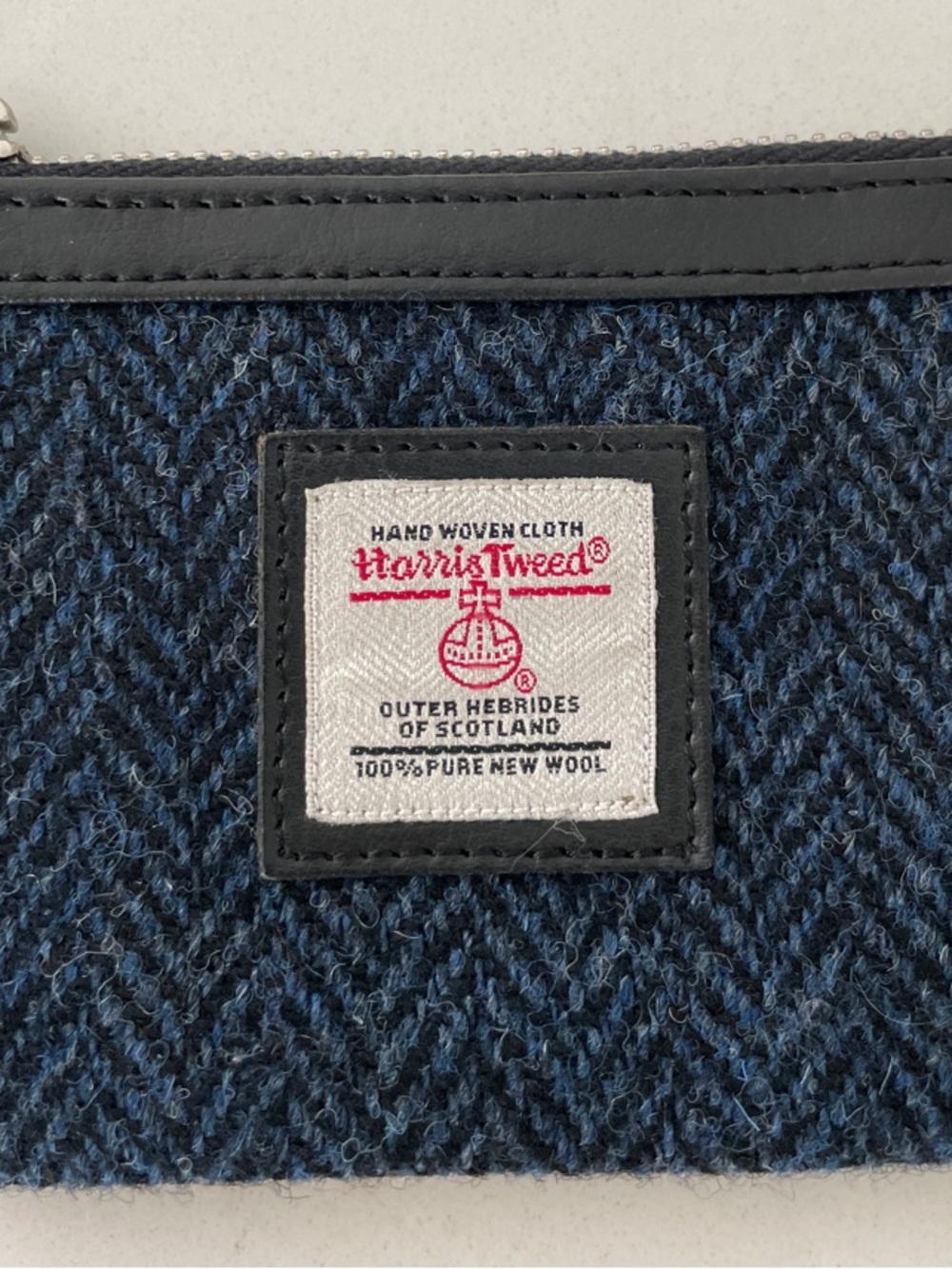 Harris Tweed Navy Zip Coin and Card Pouch Wallet - Picture 2 of 15